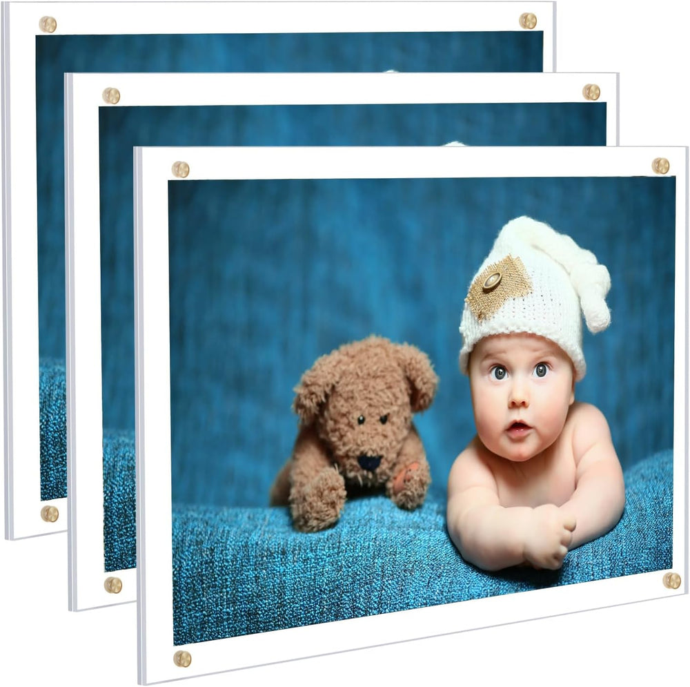 Kalami 3 Pack 8x10 Picture Frame Wall Mount Self Adhesive, Full Frame Size 10x11