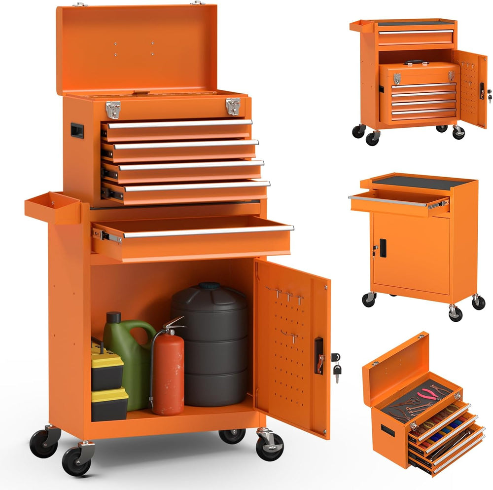 5-Drawer High Capacity Rolling Tool Chest, Removable Cabinet Storage Tool Box...