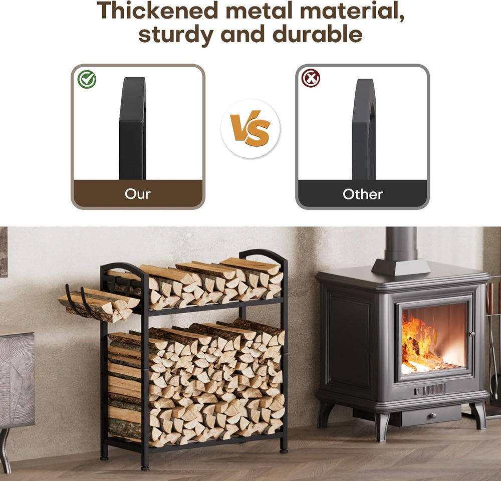 Homde Sturdy Firewood Rack Indoor: 23.8" Metal Fire Wood Storage Racks