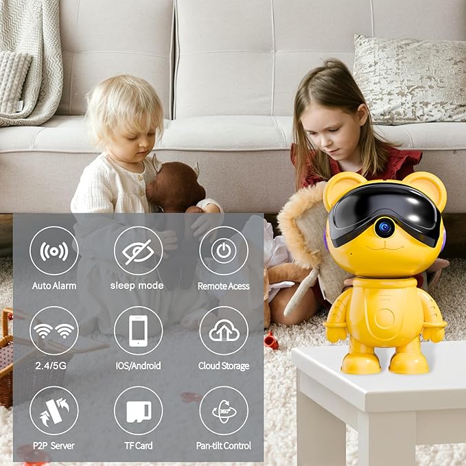 dzcctvipc-Cute Bear-2K Smart-Robot Security-Camera Wireless