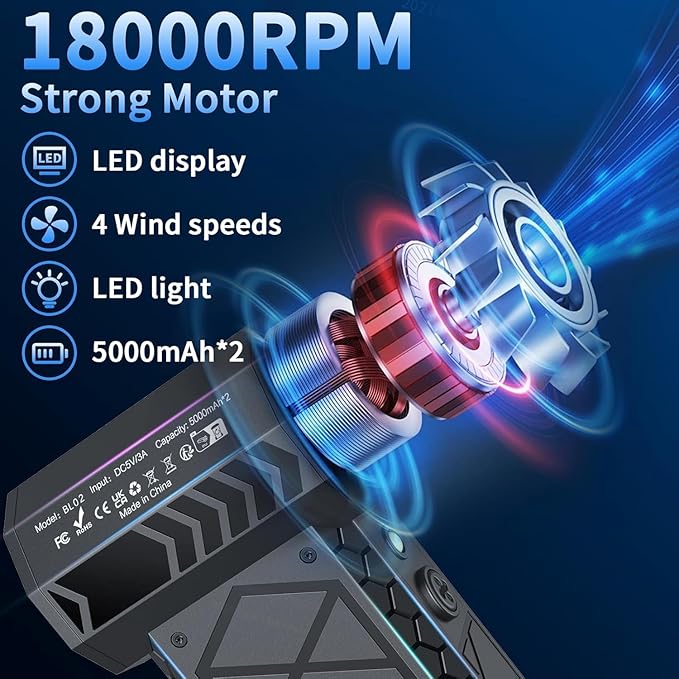 Earglow Compressed Air Duster, 180000RPM Mini Electric Dust Blower,