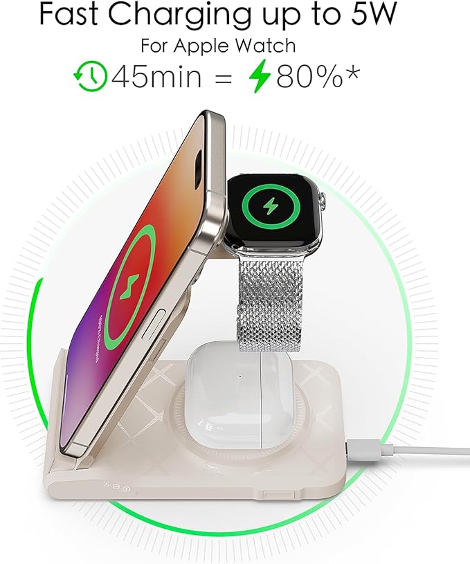 3 in 1 Charging Station for Multiple Devices, Travel Wireless Charging Station