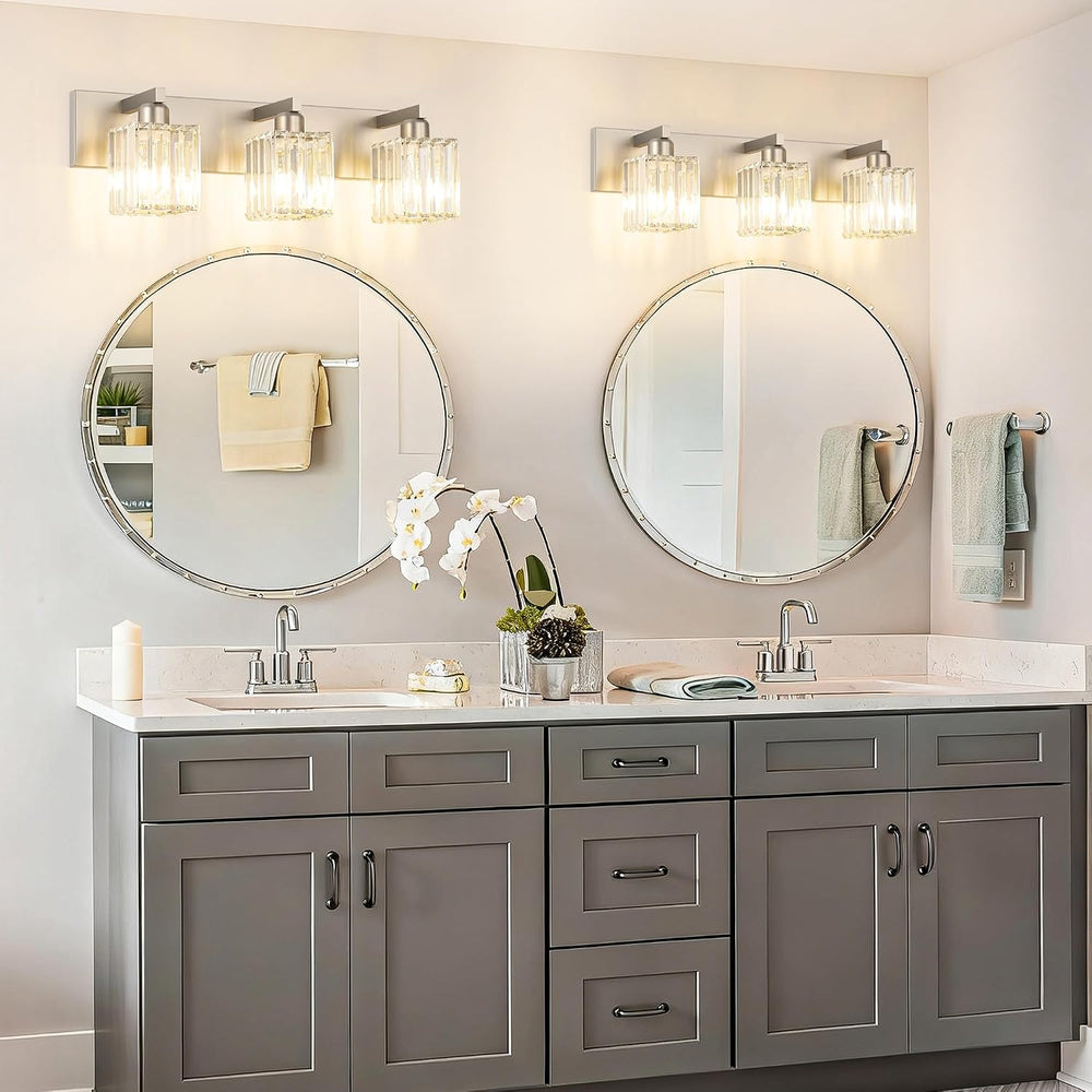 Aipsun Brushed Nickel Vanity Light Bathroom Lighting Fixtures 3 Light Crystal...