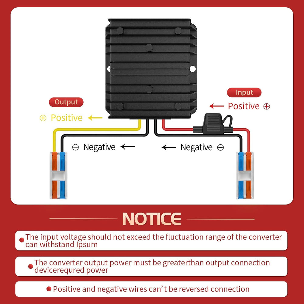 24V to 12V Step Down Converter 30A 360W with Fuse & Wire Terminal Block |...