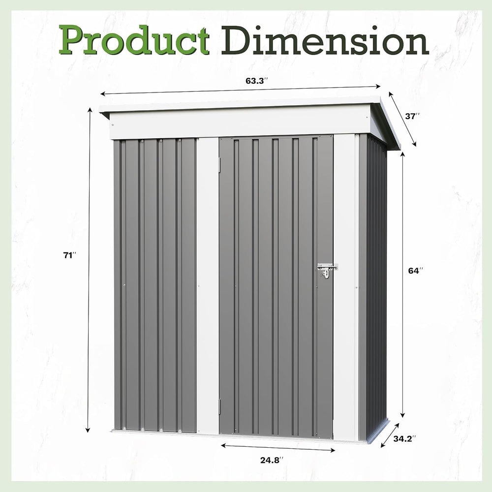 Furniwell 5x3 FT Outdoor Storage Shed, Metal Garden Sheds Outdoor Storage Hou...
