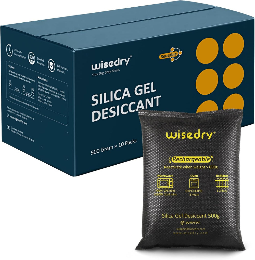wisedry 10 x 500 Grams Rechargeable Silica Gel Car Dehumidifier, Microwave Fast