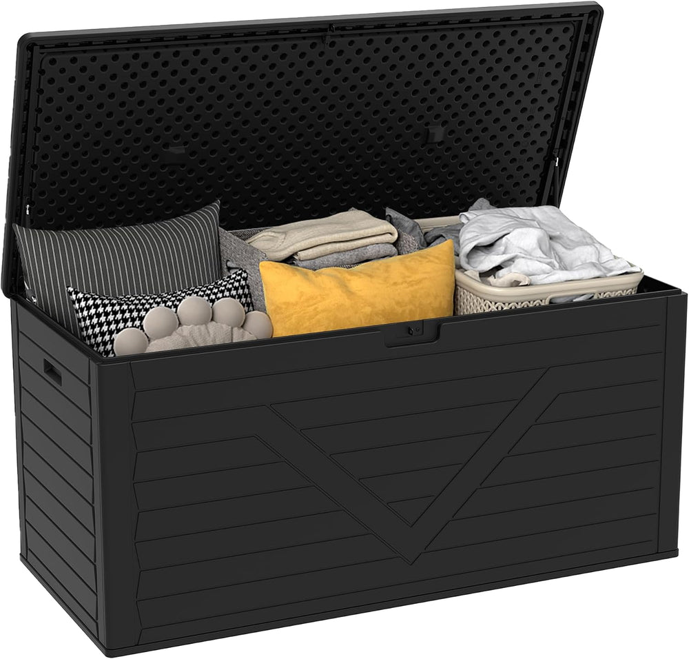 260 Gallon PRO Outdoor Storage Box Waterproof Lockable Resin Deck Box Large, ...
