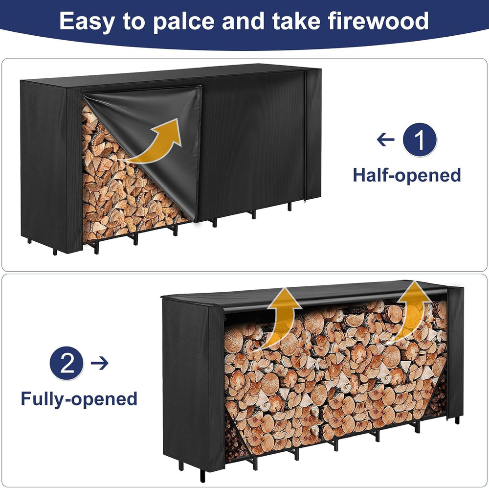 Honest 8ft Firewood Rack Cover, Heavy Duty Waterproof 600d Oxford Outdoor Fir...