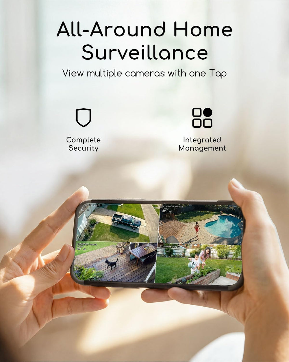 COOAU 4MP/2.5K Security Cameras Wireless Outdoor, 30% Faster Solar Charging
