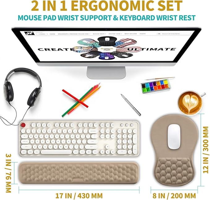 Hokafenle 2 in 1 Ergonomic Mouse Pad Wrist Support & Wrist Rest