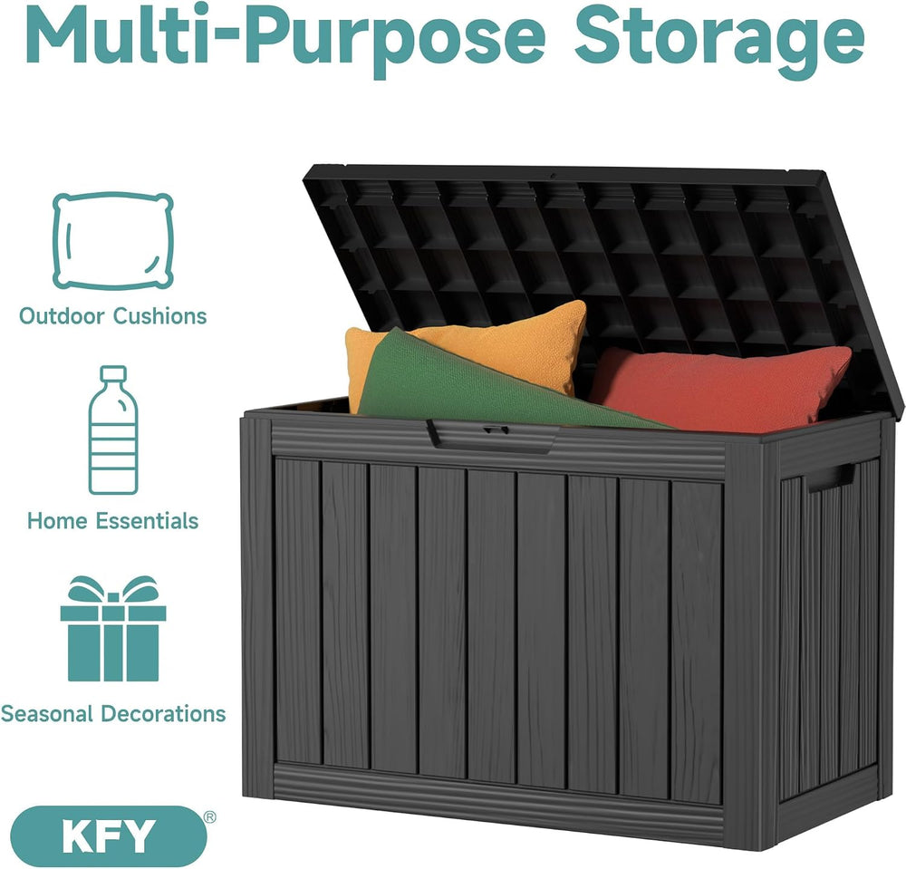 45 Gallon Waterproof Resin Deck Box, UV Resistant Outdoor Storage for Garden,...