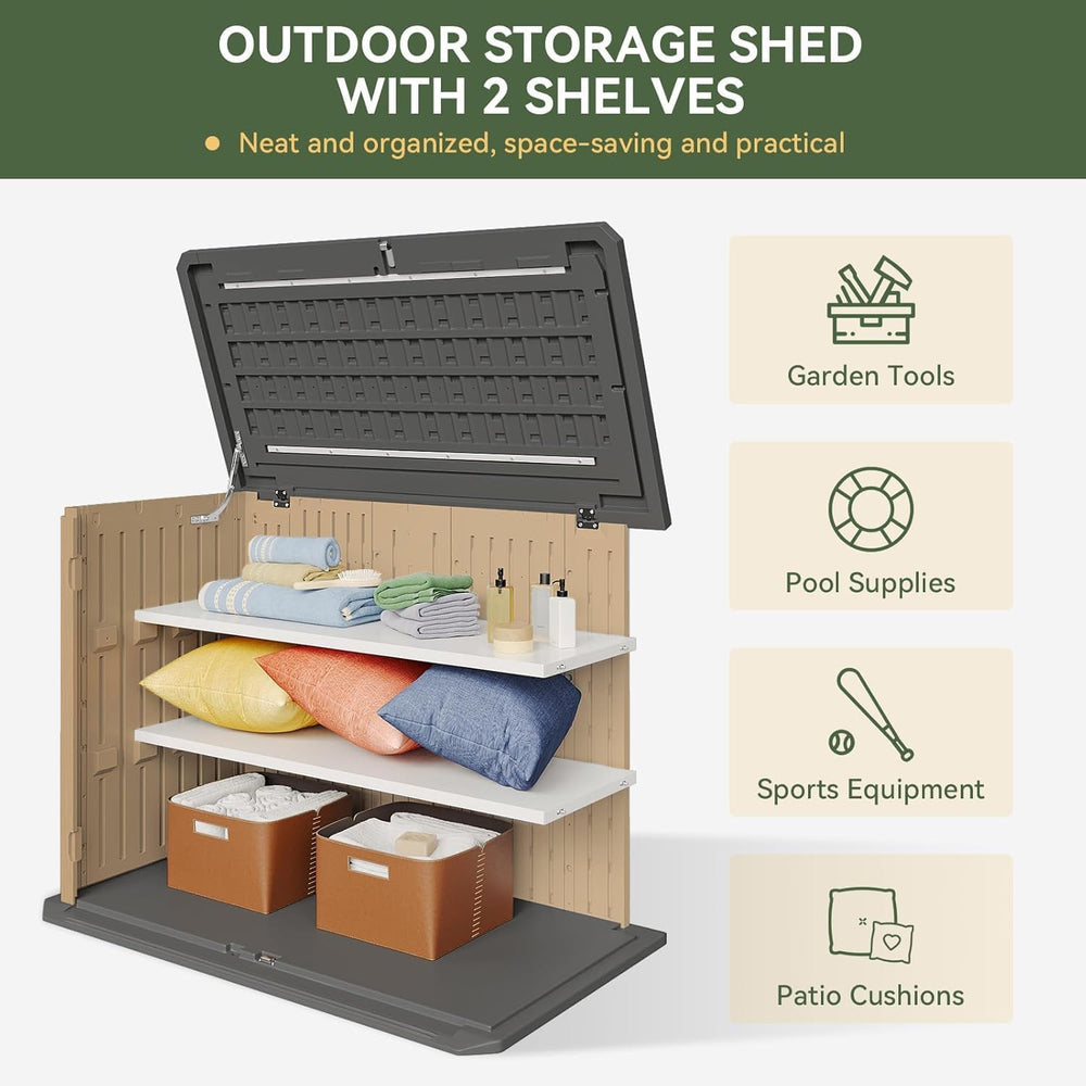 Aoxun Outdoor Storage Cabinet 35 Cu.Ft 2 Shelves, Brown