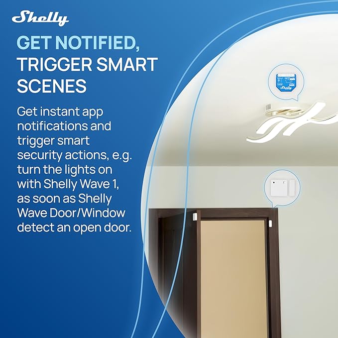 Shelly Wave Door/Window White, Z-Wave Long Range Operated Sensor, Home