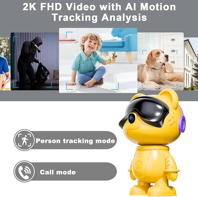 dzcctvipc-Cute Bear-2K Smart-Robot Security-Camera Wireless