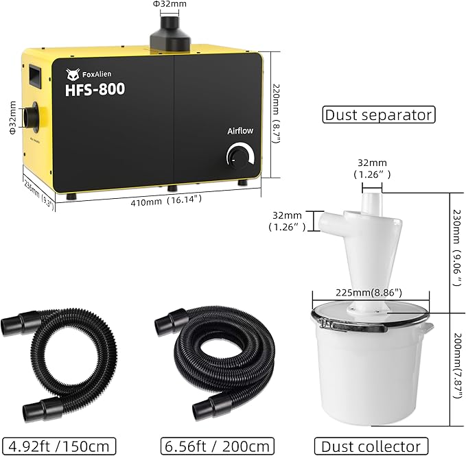 FoxAlien 800W Desktop Dust Collector HFS-800