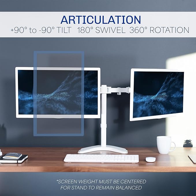 VIVO Dual LED LCD Monitor Mount, Free-Standing Desk Stand