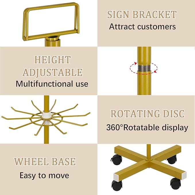 Exttlliy Retail Display Stand 5 Tier Metal Spinning Display Rack