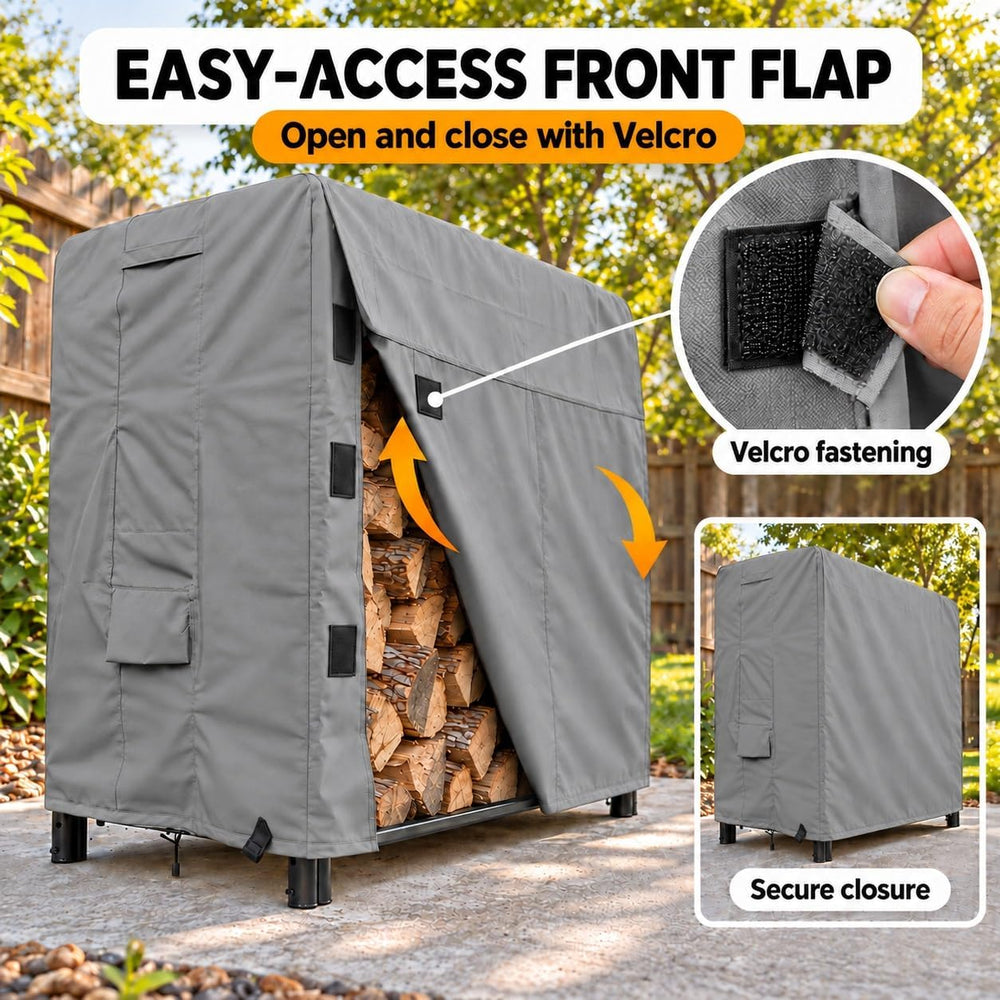 Firewood Rack Cover 4ft Waterproof, Outdoor Log Rack Cover with Easy-Load Fro...