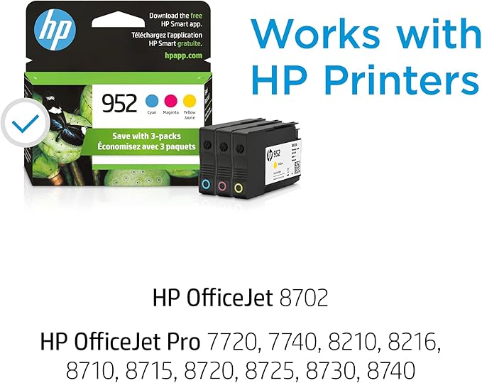 HP 952 Cyan, OfficeJet Pro 7720, 8740 | Eligible (3-Pack)