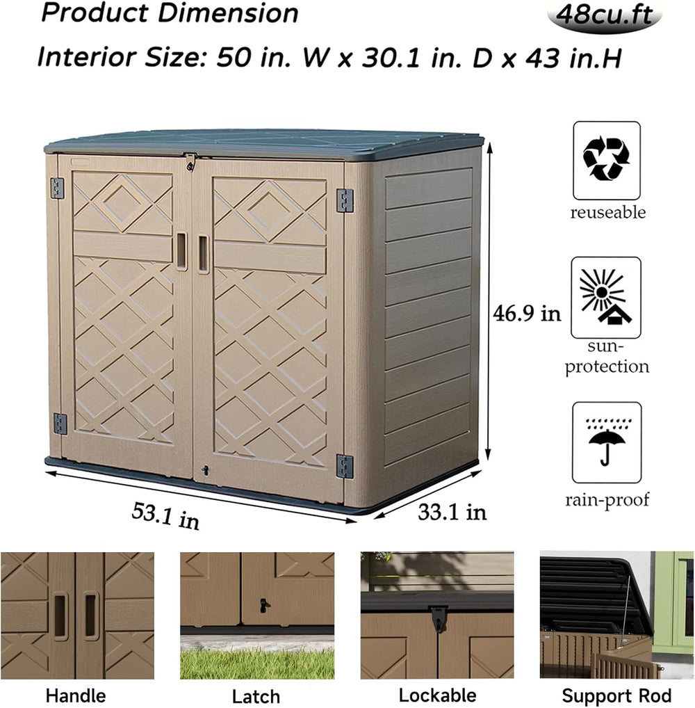 Mrosaa Resin Outdoor Storage Shed, Outdoor Storage Box Waterproof for Garden ...