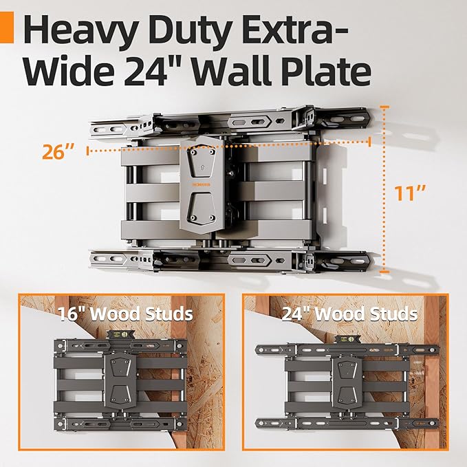 IWORKBORAD 42-86 '' Full Motion TV Wall Mount 24 Inch Studs, Heavy Du...
