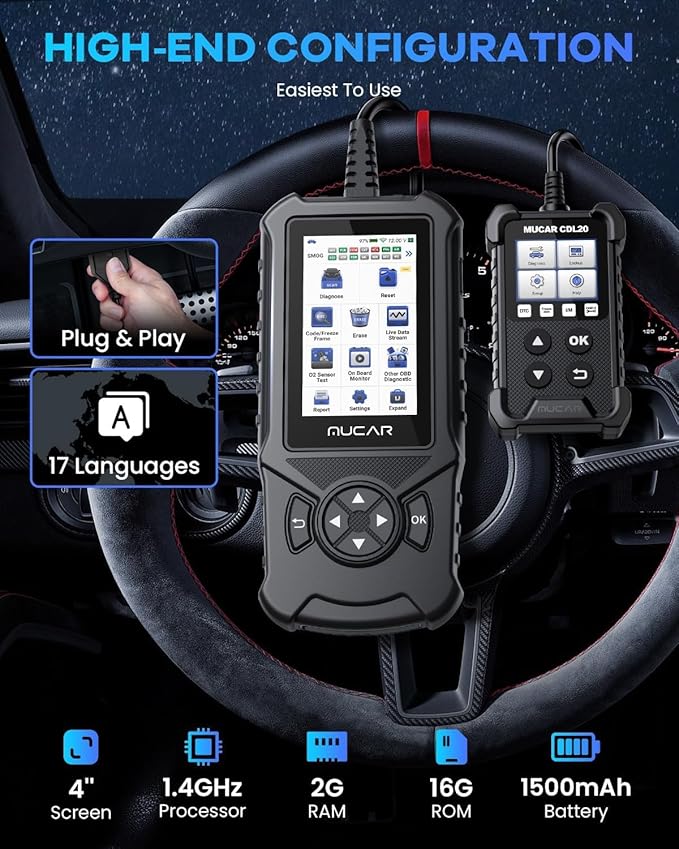 MUCAR CDE900 OBD2 Scanner, Check Engine System Car Code Reader, Automotive