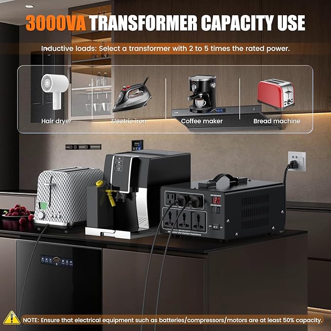 3000W Voltage Converter Transformer Step Up 110V/120V to220V/240V or Step Down