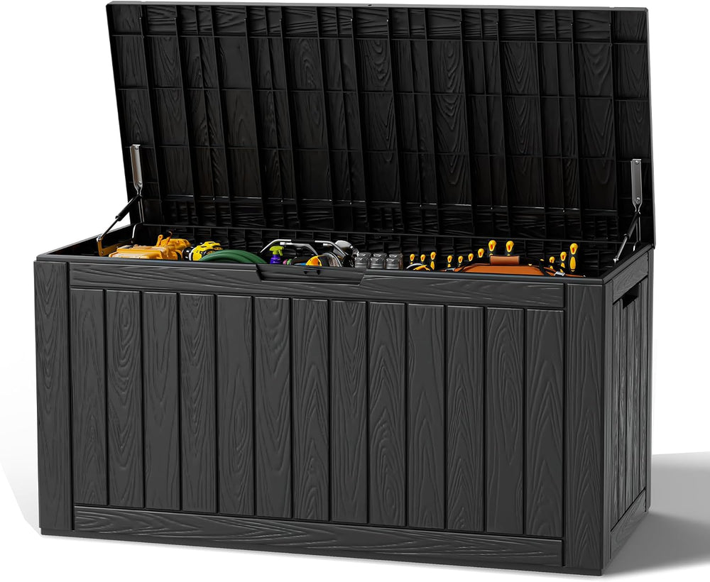 Waterproof Outdoor Storage Box, Resin Patio Organizer,120 Gal,Black