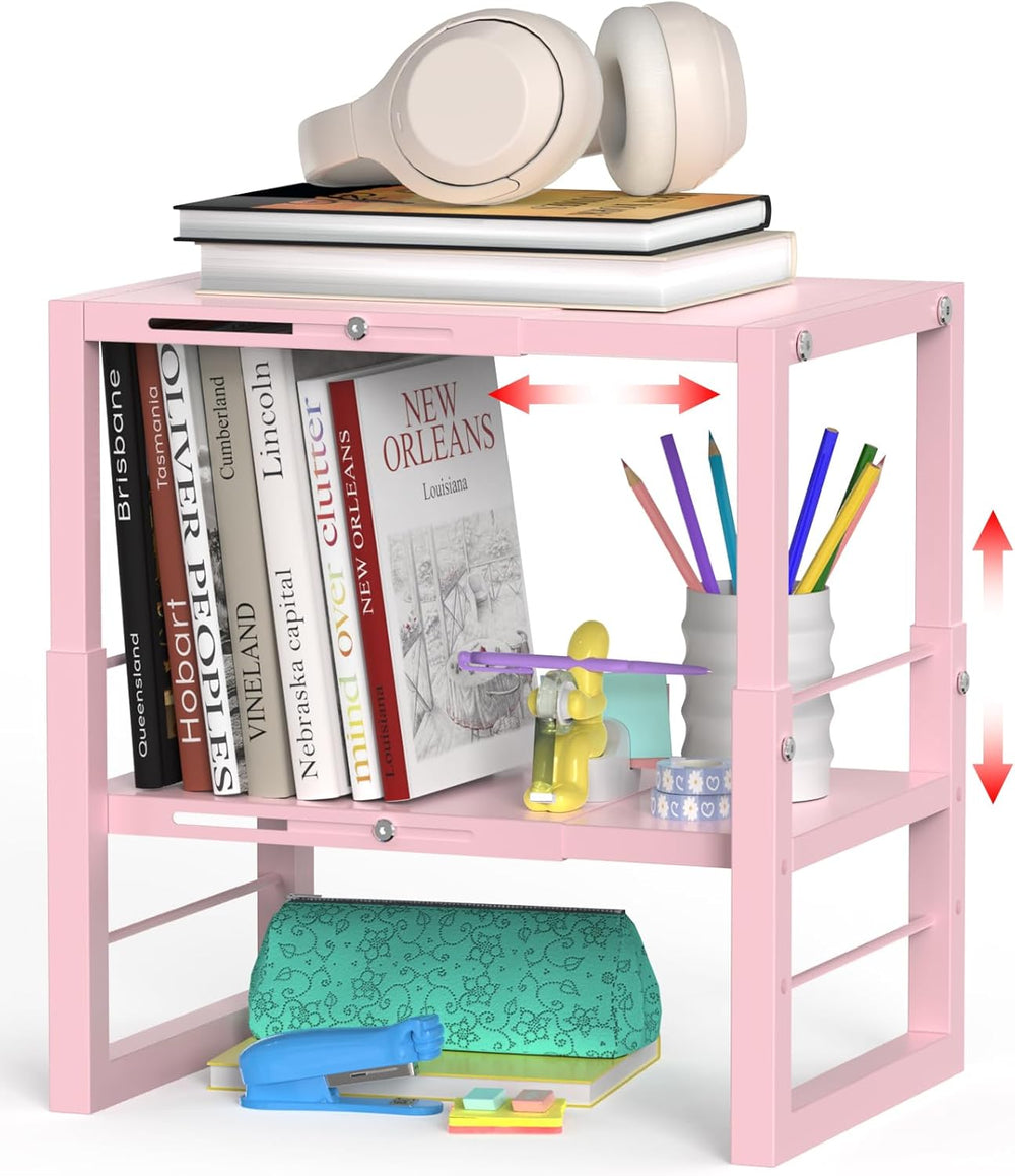 LIDTOP Locker Organizer Shelf Pink, Adjustable Width and Height, Stackable Me...