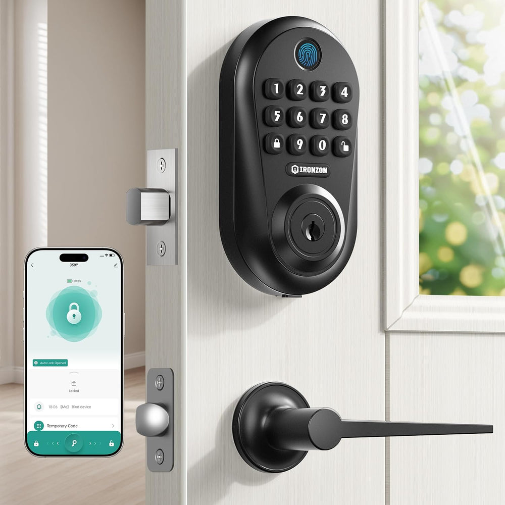 350YS 5-in-1 Keyless Entry Door Lock Smart Deadbolt with Handle Black