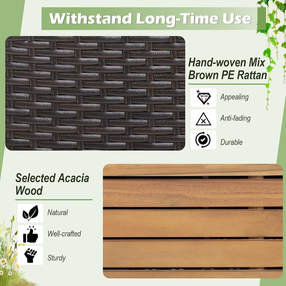 Tangkula 45 Gallon Outdoor Storage Bench, Mix Brown Rattan Storage Container ...