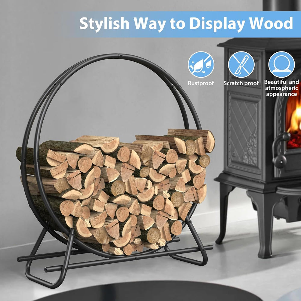 40 Inch Indoor or Outdoor Firewood Rack Circle -Metal Pipe Made