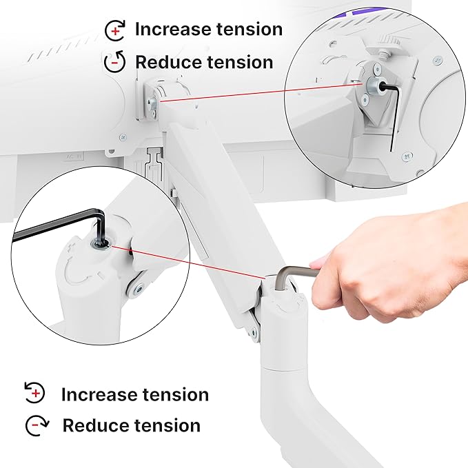 Pixio PS2S White Ultrawide Heavy-Duty Premium Single Monitor Arm Stand Desk
