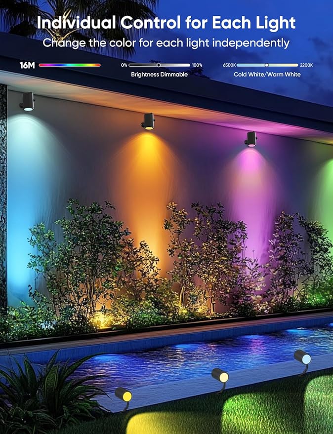 APPECK Smart Landscape Lighting Kit 36W, RGBCW Smart Landscape Lights 6 Pack