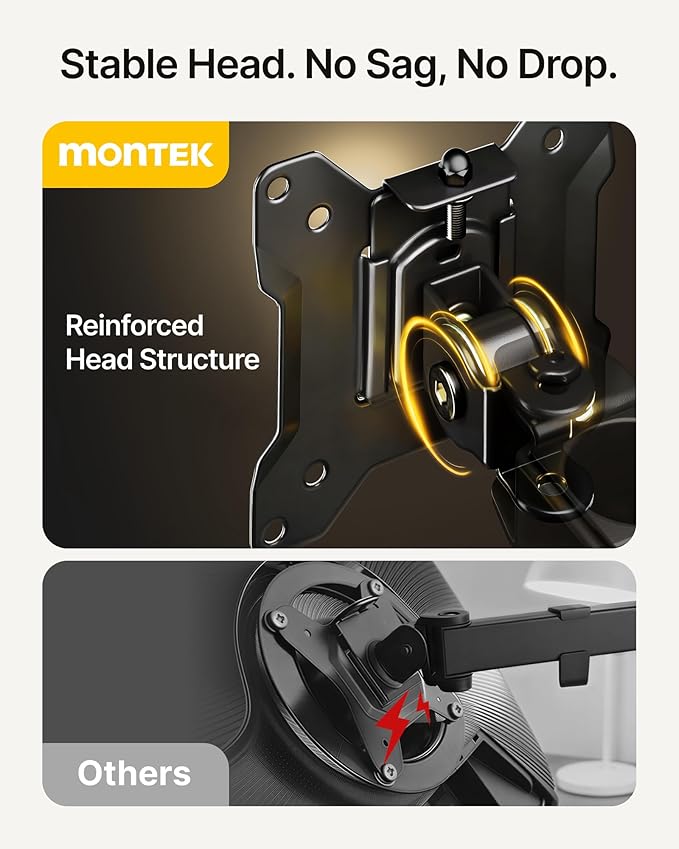 monTEK Dual Monitor Stand for 17"–32” Computer, Adjustable Height Stable