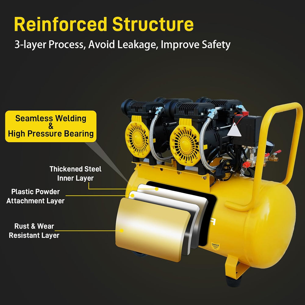 15 Gallon Portable Air Compressor, 3.7 HP, 6 CFM, 115 PSI