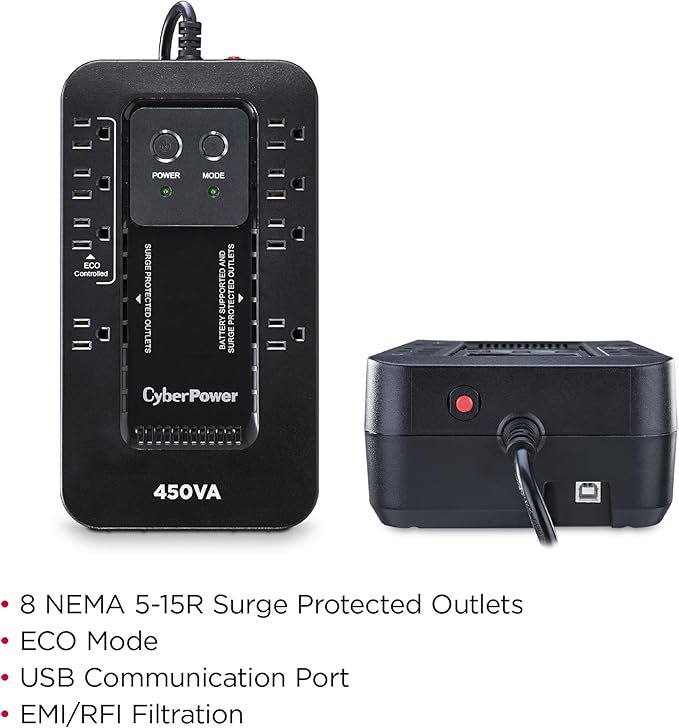 CyberPower EC450G Ecologic Battery Backup & Surge Protector UPS System