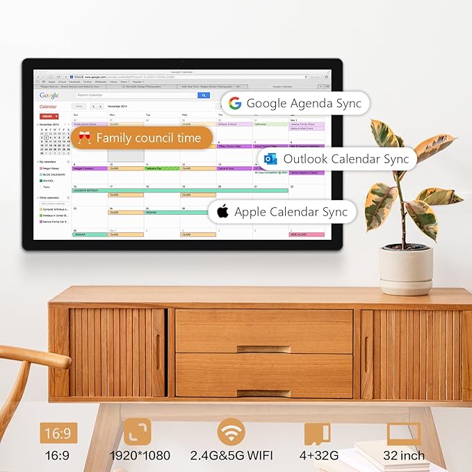 WOGO 32 inch Digital Calendar & Chore Chart, Touchscreen Interactive Monitor