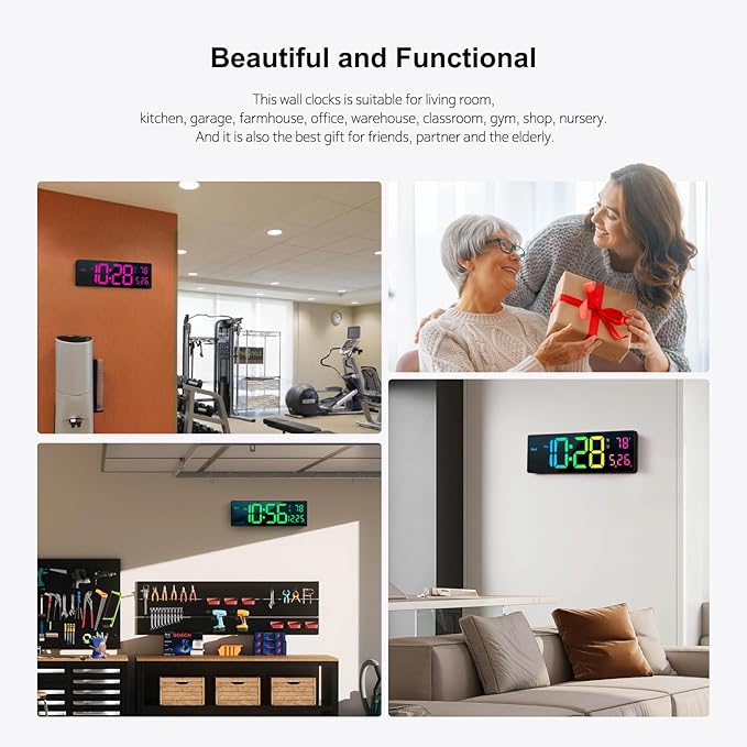 Digital Wall Clock Large Display 16", Digital Clock