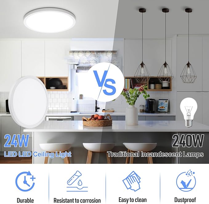 SunRider 6-Pack LED Flush Mount Ceiling Light Fixture, 5000K Daylight White