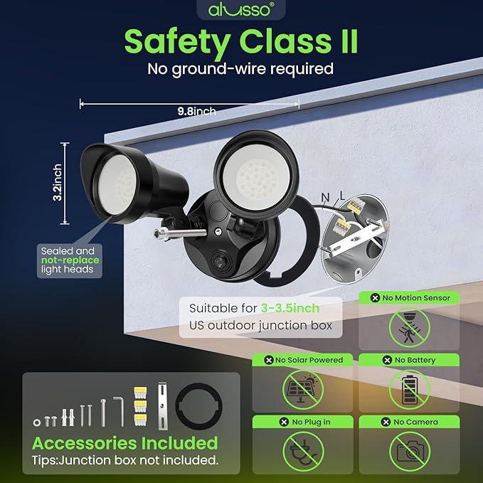 ALUSSO Dusk to Dawn Outdoor Lighting, 25W 2000LM Dusk Till Dawn Outdoor Light