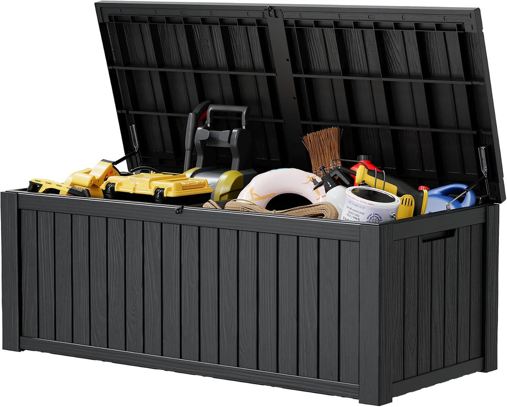 Waterproof Outdoor Storage Box, Resin Patio Organizer,200 Gal,Black