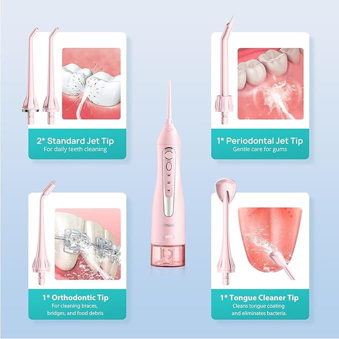 COSLUS Water Dental Flosser Teeth Pick: Portable Cordless Oral Irrigator 300ML