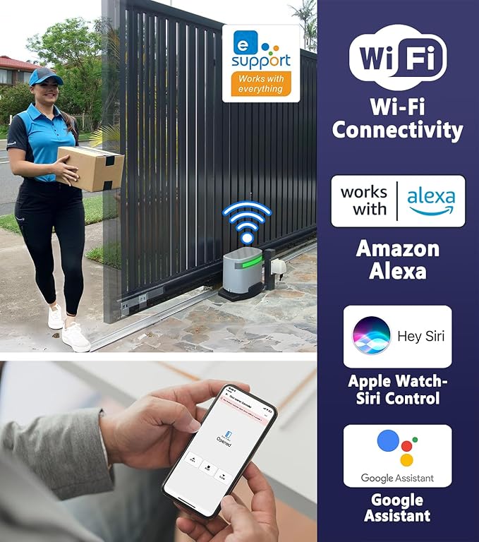Blütezeit 1400lb Sliding Gate Opener, Solar Power | WiFi Control | Battery
