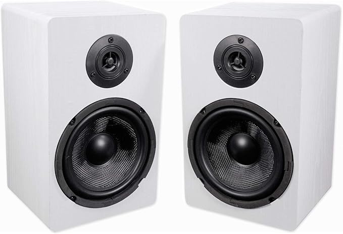 Rockville 2 RockShelf 68W 400w White 6.5" Home Theater Bookshelf Speaker...