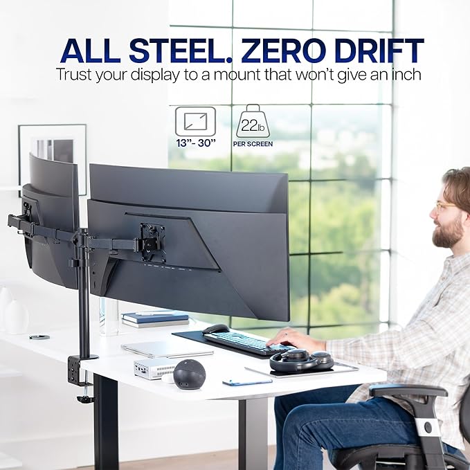 VIVO Dual Ultrawide Monitor Desk Mount, Heavy Duty Fully Adjustable Steel Stand