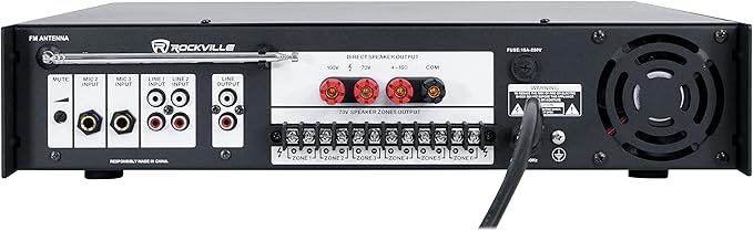 Rockville RCS650-6 650 Watt 6-Zone 70V Commercial Amplifier, USB/SD/FM Playback