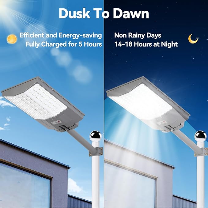 10500W Solar Street Lights Outdoor, 650000LM 7000K Solar Parking Lot Lights