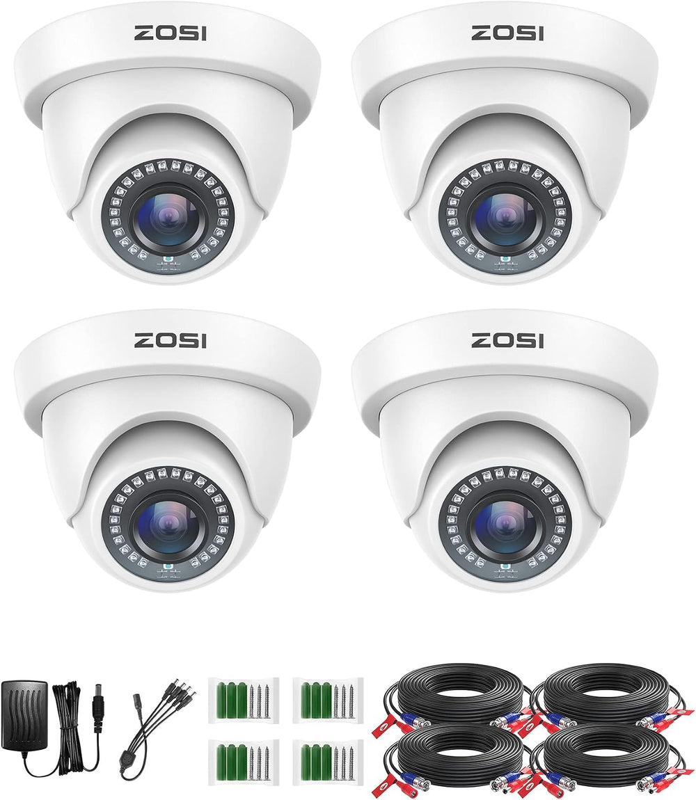 ZOSI 4 Pack 1080P Security Cameras,Night Vision,2MP Outdoor Indoor CCTV White...