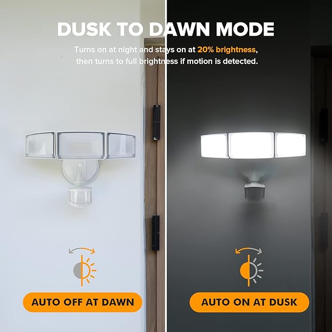 LUTEC 72W 7500LM LED Security Lights Motion Sensor Light Outdoor, 5000K Daylight